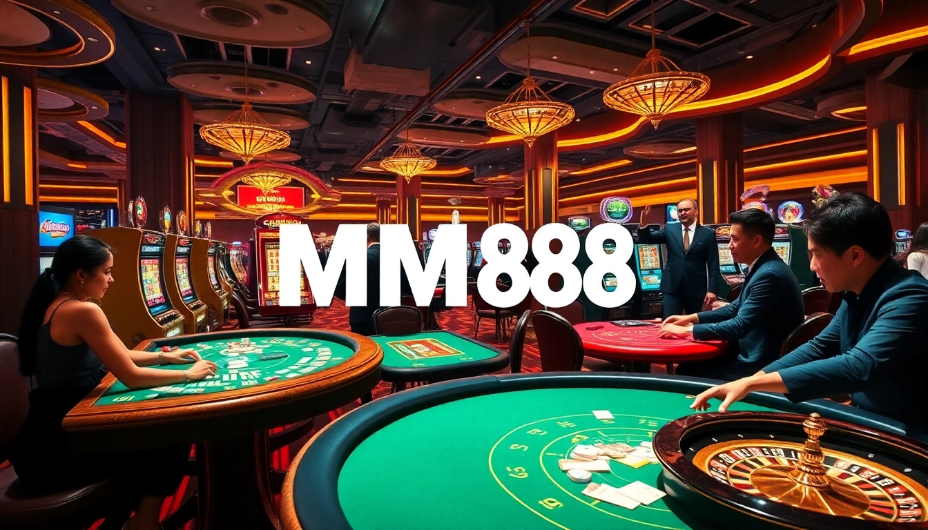Experience the thrilling online gaming environment at MM88 with vibrant casino elements.