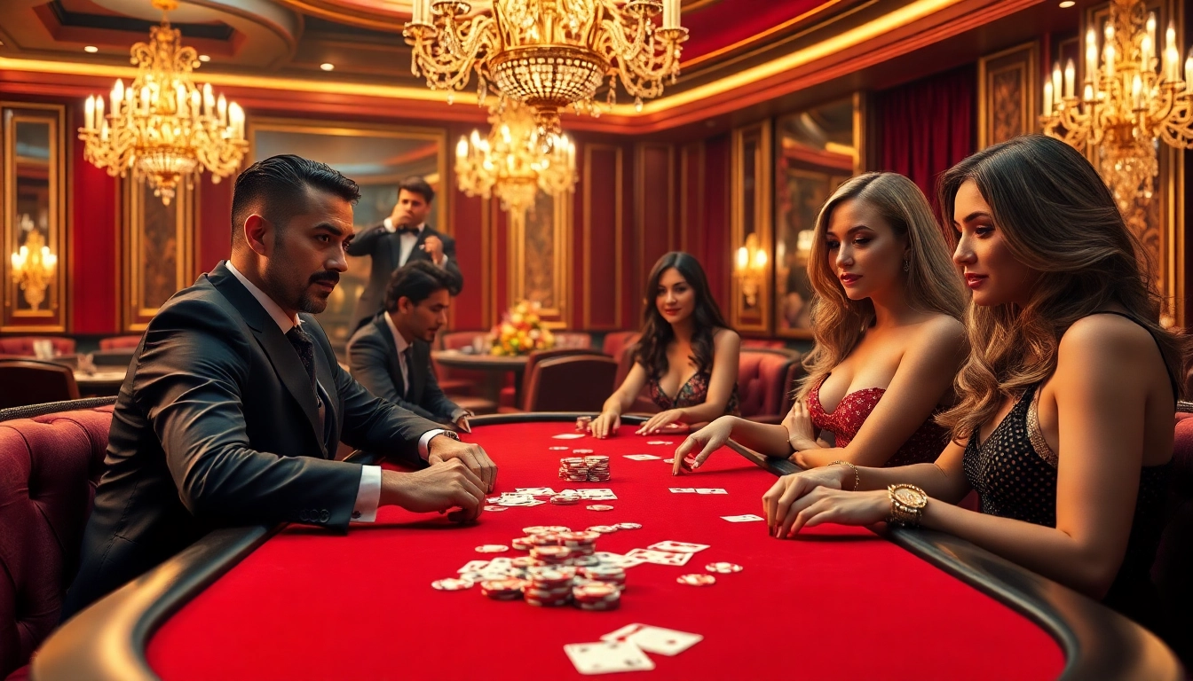 Experience thrilling gameplay at b52club poker table in a luxurious casino setting.