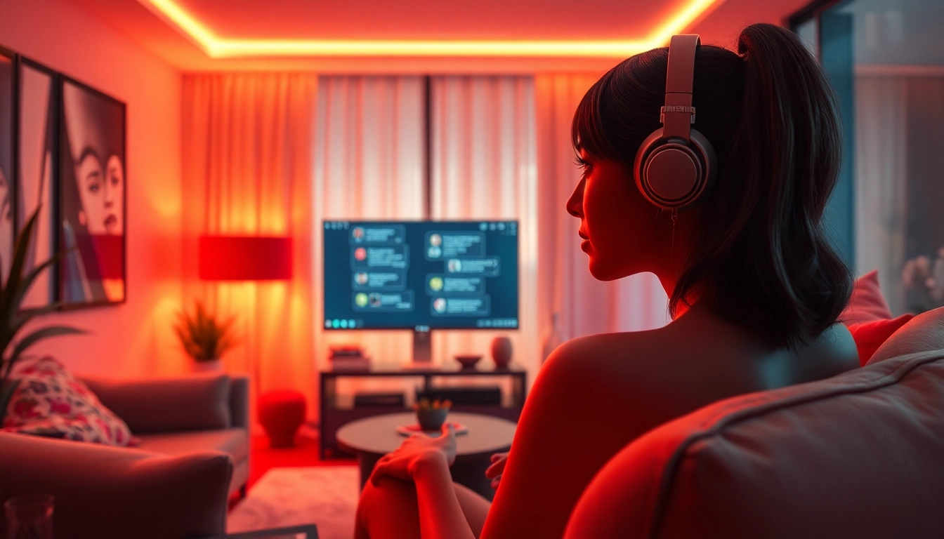 Engaging NSFW AI character in a modern chat environment for adults