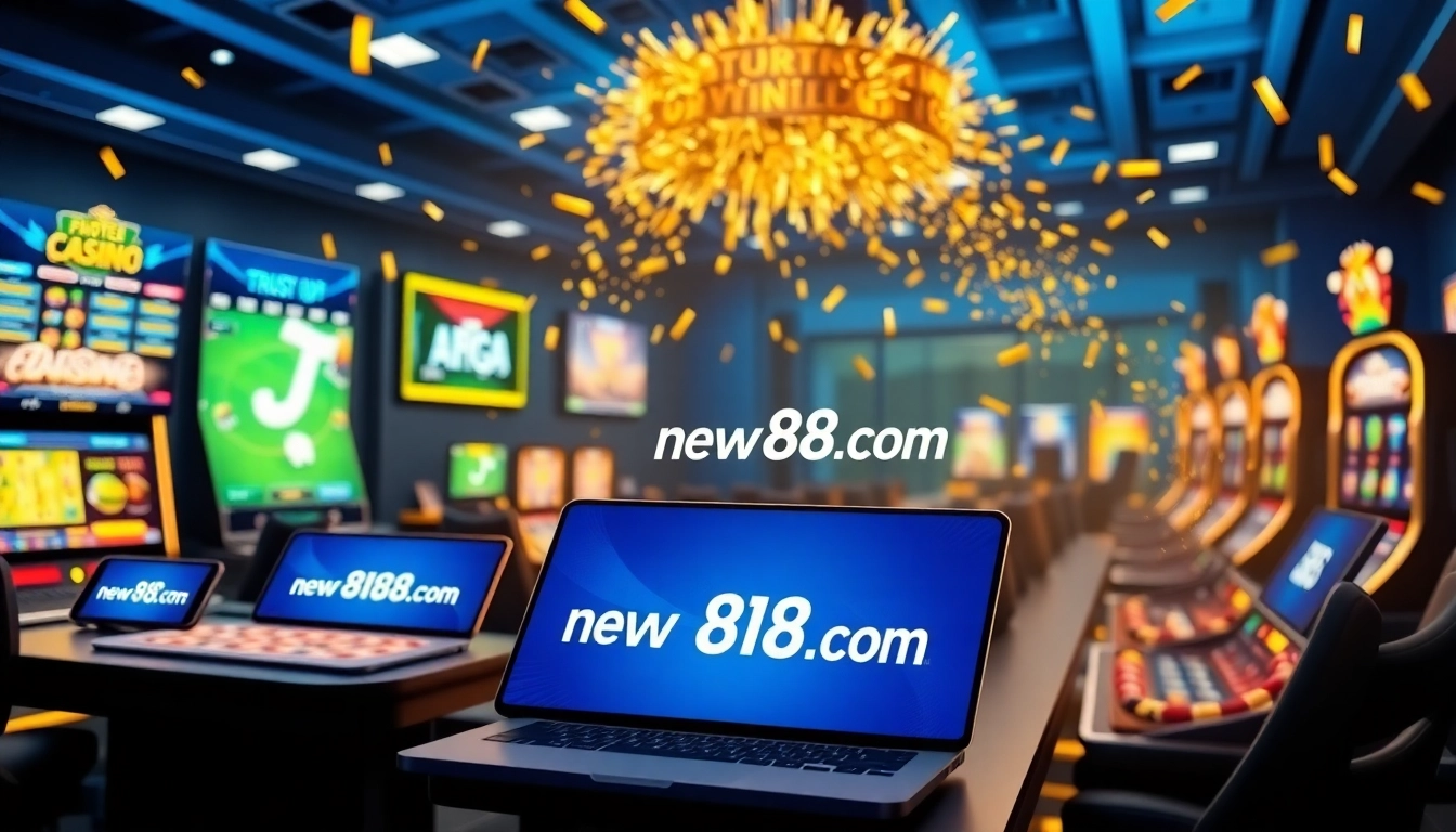 Engaging online gaming scene showcasing new88go.com with diverse betting options and winning graphics.