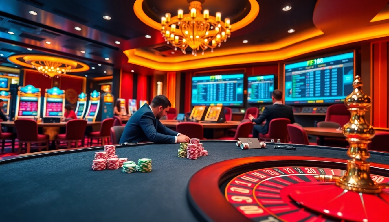 Experience the excitement of online gaming with F168 at a luxurious casino table.