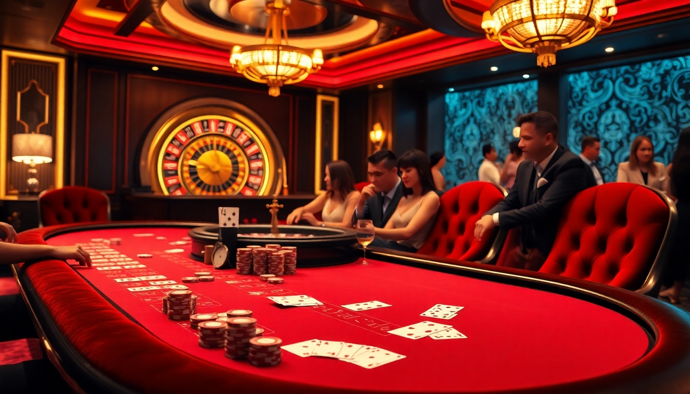 Experience high-stakes gaming at nhà cái BL555 with a luxurious casino atmosphere filled with roulette wheels and poker excitement.