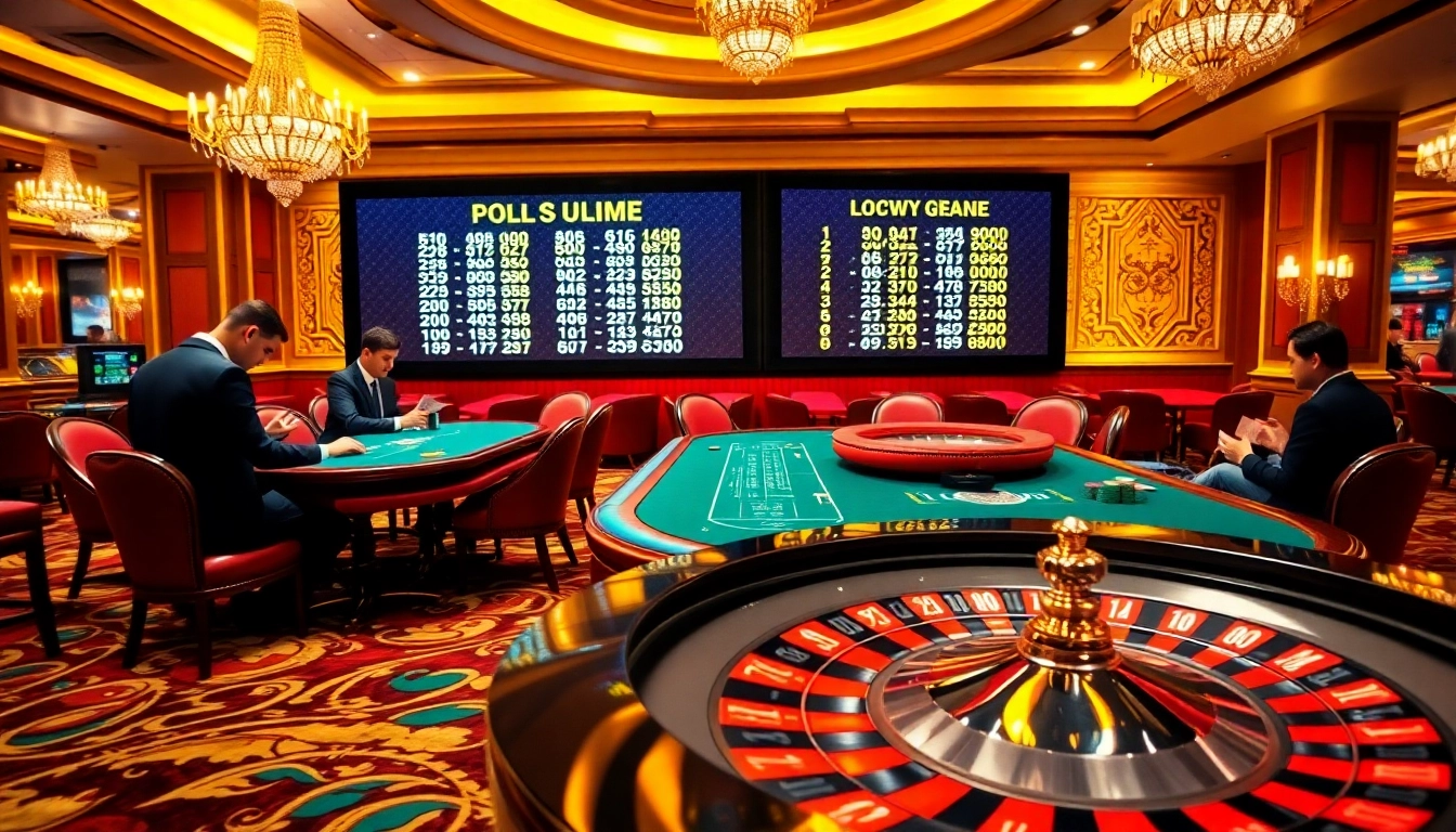 Experience the thrill of luckywin lottery result with players at a luxurious casino table.