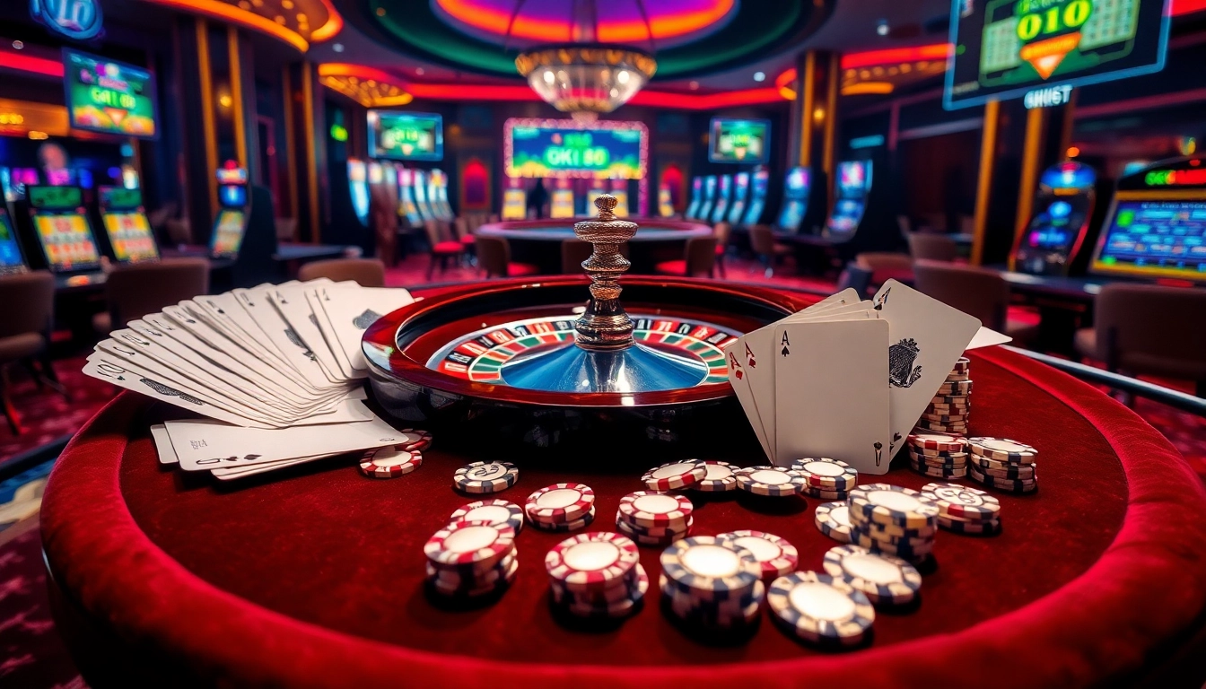 Experience thrilling moments at gk88 bet with a vibrant casino scene showcasing excitement and luxury.