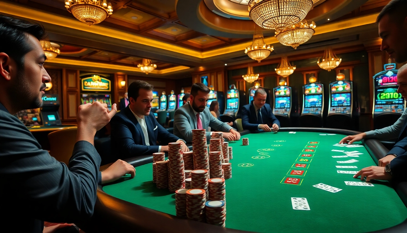 Engage in high-stakes poker with TPJ, capturing the excitement of skilled players at a luxurious casino table.