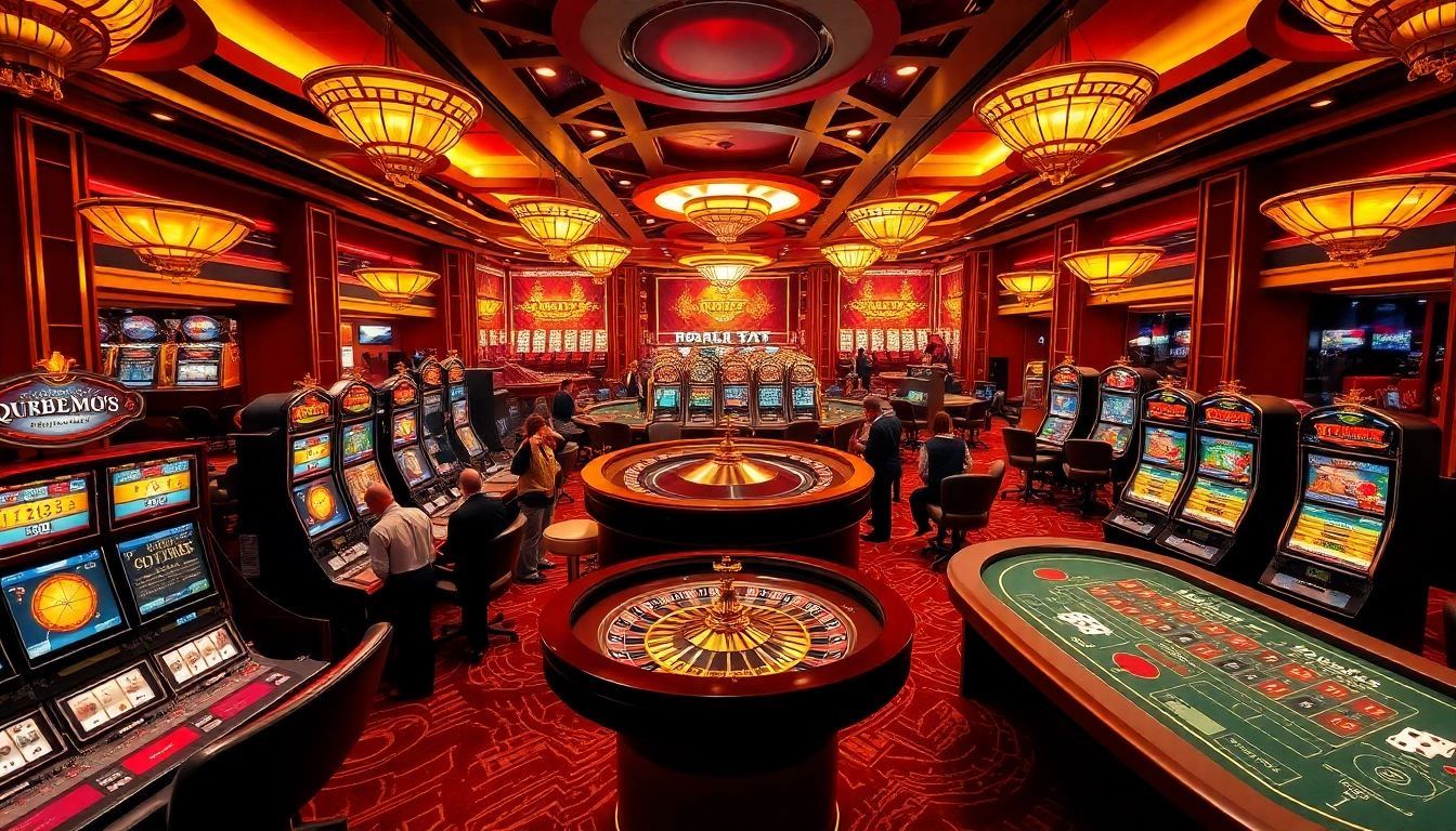 Players engaging with thrilling games at https://rr88.navy/ featuring luxurious casino elements.
