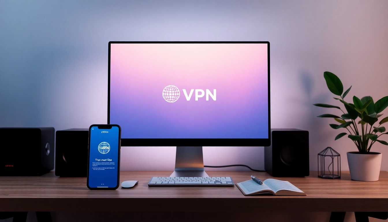 强调安全性与易用性的现代数字工作区中的快连VPN界面。