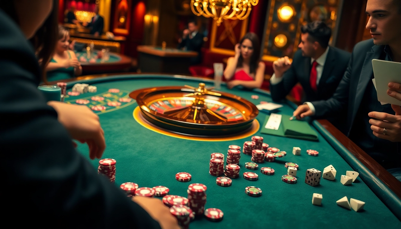 Exciting casino scene showcasing poker chips at the table, embodying the thrill of betting at https://fly88seo.com/.