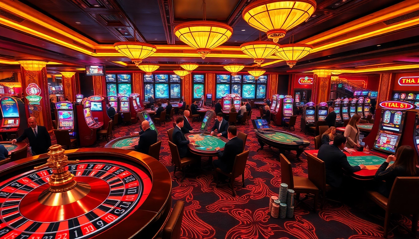Experience the excitement of THA BET with vibrant casino action featuring roulette and poker tables.