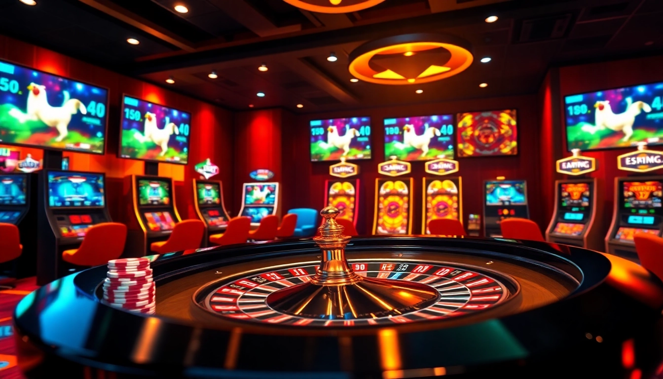 Enjoying an exciting game at SV388 com online casino with vibrant slot machines and roulette.