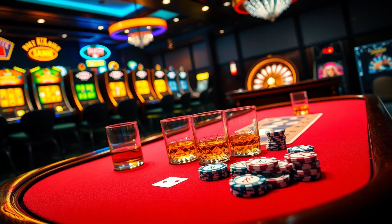 KJC-branded poker chips spark excitement at a luxurious casino table.