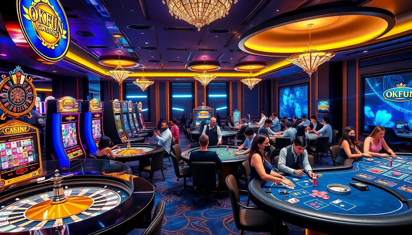 Players enjoying various games at OKFUN casino, highlighting an exciting online gambling experience.