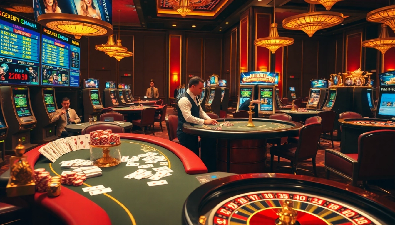 Players engaging in an exciting game at S8, showcasing poker tables and vibrant gaming elements.