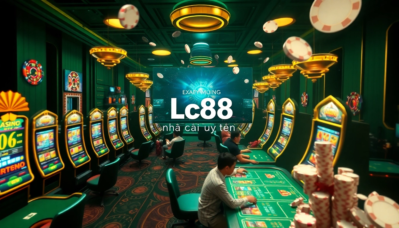 Play exhilarating games at Lc88 nhà cái uy tín, featuring vibrant casino slots and poker tables.