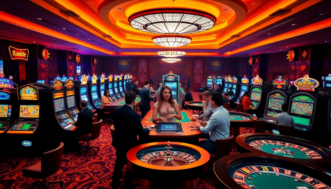 Experience exciting gameplay at NH88's vibrant casino atmosphere filled with games and players.