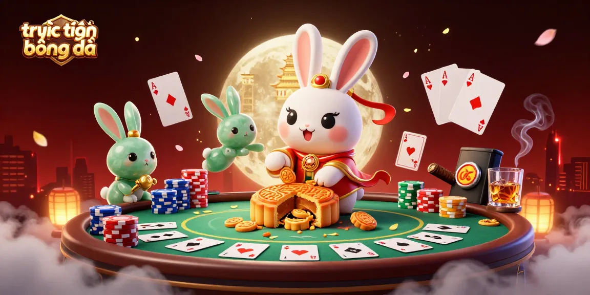 Experience vivid trực tiếp bóng đá action as the moon rabbit unleashes poker chips amidst mystical lunar elements.