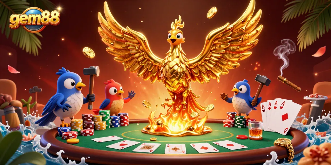 Bet on gem88 as molten golden phoenix rewards players with riches and thrilling poker action.