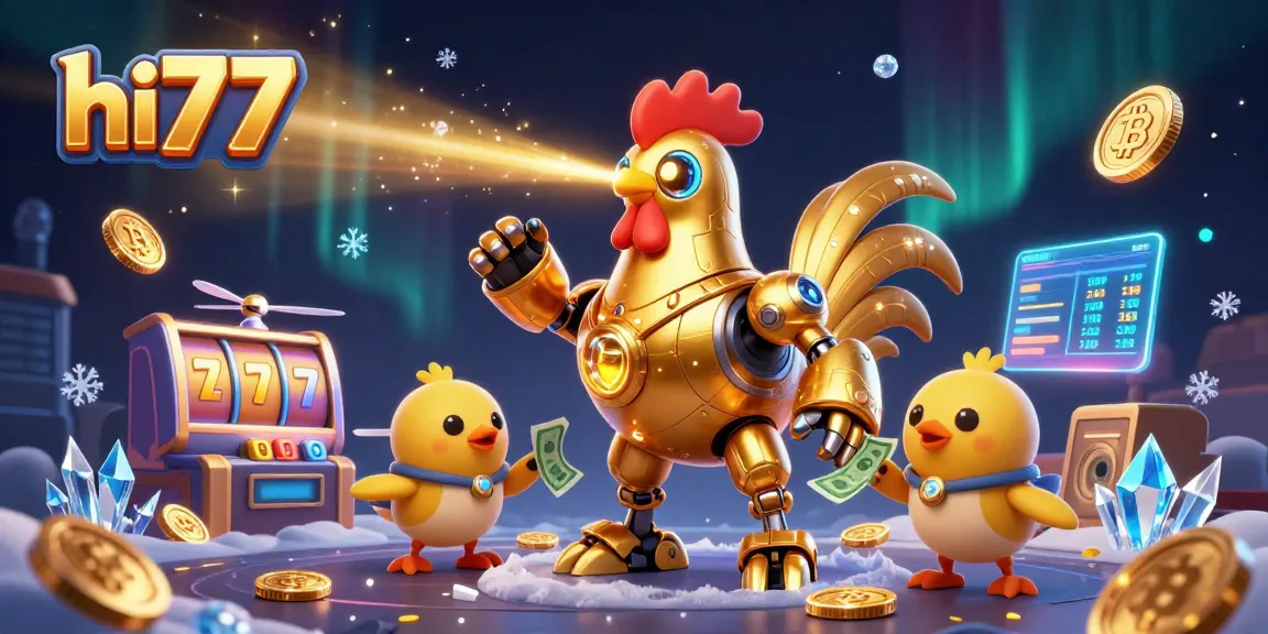 Experience thrilling gameplay with the hi77 slot game featuring a golden rooster robot and dynamic crypto elements.